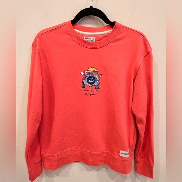 Life Is Good Tops - Life Is Good Coral Graphic Crewneck Sweatshirt Dog Gone NWOT Size M